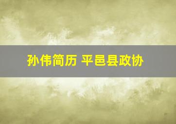 孙伟简历 平邑县政协